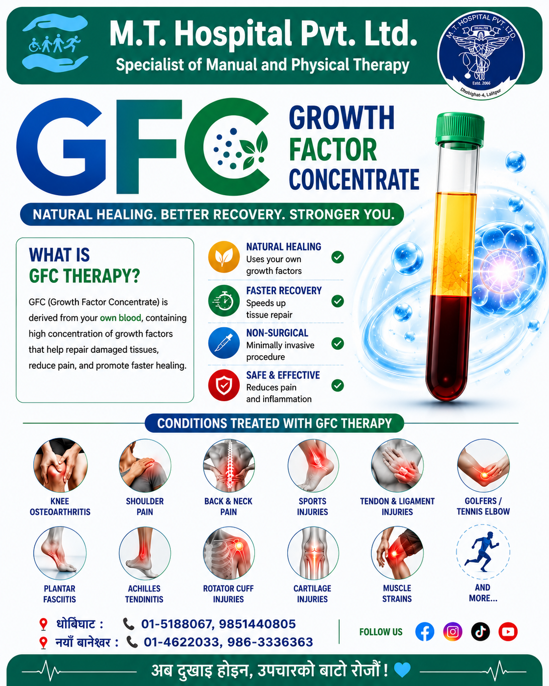 GFC (Growth Factor Concentrate) Therapy for Joint, Sports Injury and Orthopedic Problems in Kathmandu